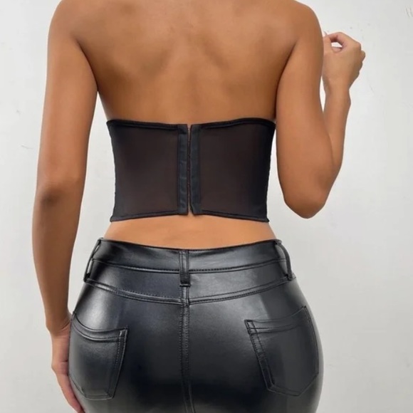 Boho black Lace Floral Embroidered Corset Bustier Crop Top - Picture 3 of 16